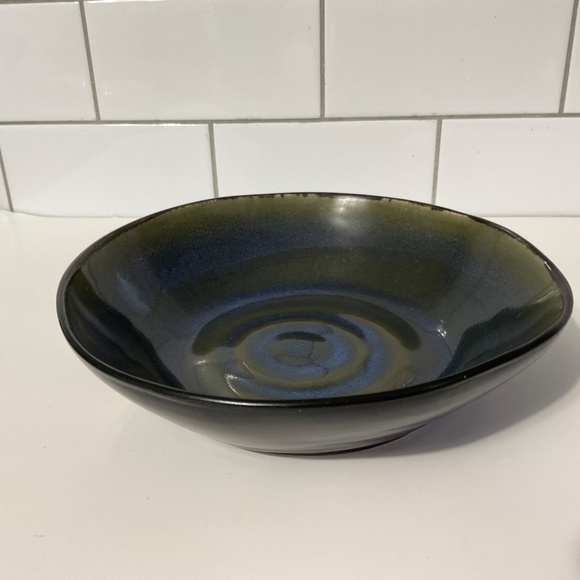 Wicker Emporium Ceramic Green Blue Swirl Bowl - Picture 7 of 7